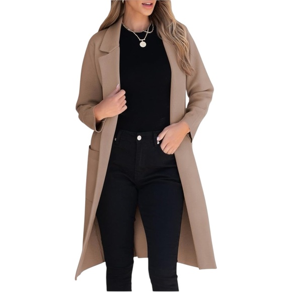ANRABESS Women Cardigan Sweater Jackets‎ Open Front Thick Knit Blazer Tan Beige - Picture 1 of 9